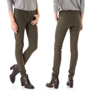 Vince Welt Pocket Dark Olive Tencel Skinny Moto Ankle Stretch Jeans Womens Sz 25